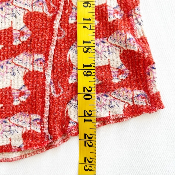 Intimately Free People Home All Day Elephant Thermal Pajama Top Small Orange - Picture 4 of 7